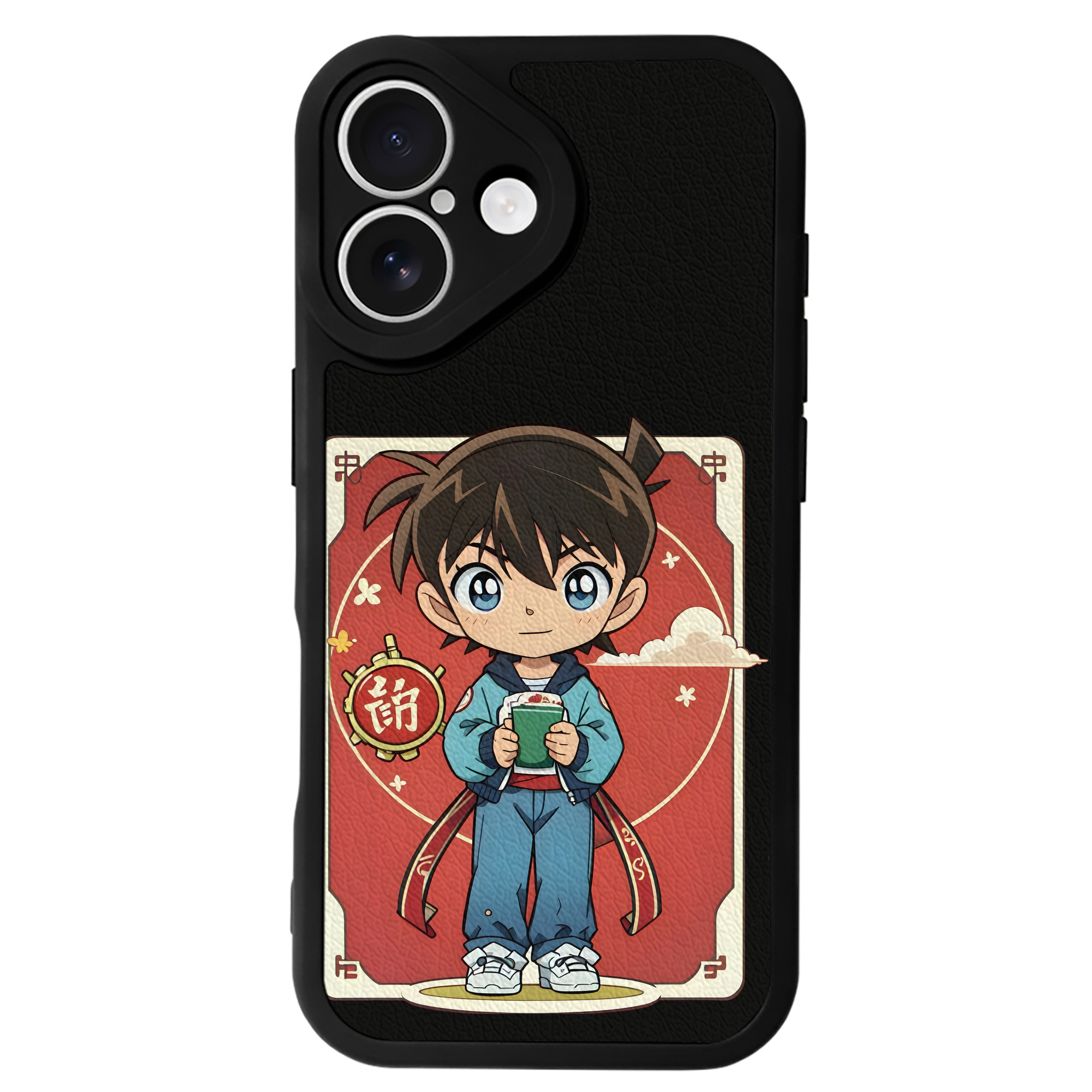 （画像用） 名探偵コナン 江戸川 コナン Detective Conan Conan Edogawa 【iPhone 16シリーズ対応】シリコンスマホケース（レザー調） 材質：シリコン